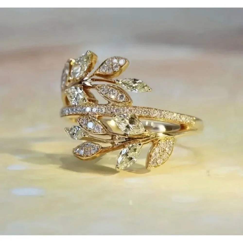 18K Gold Pladed Leaf-Inspired Ring